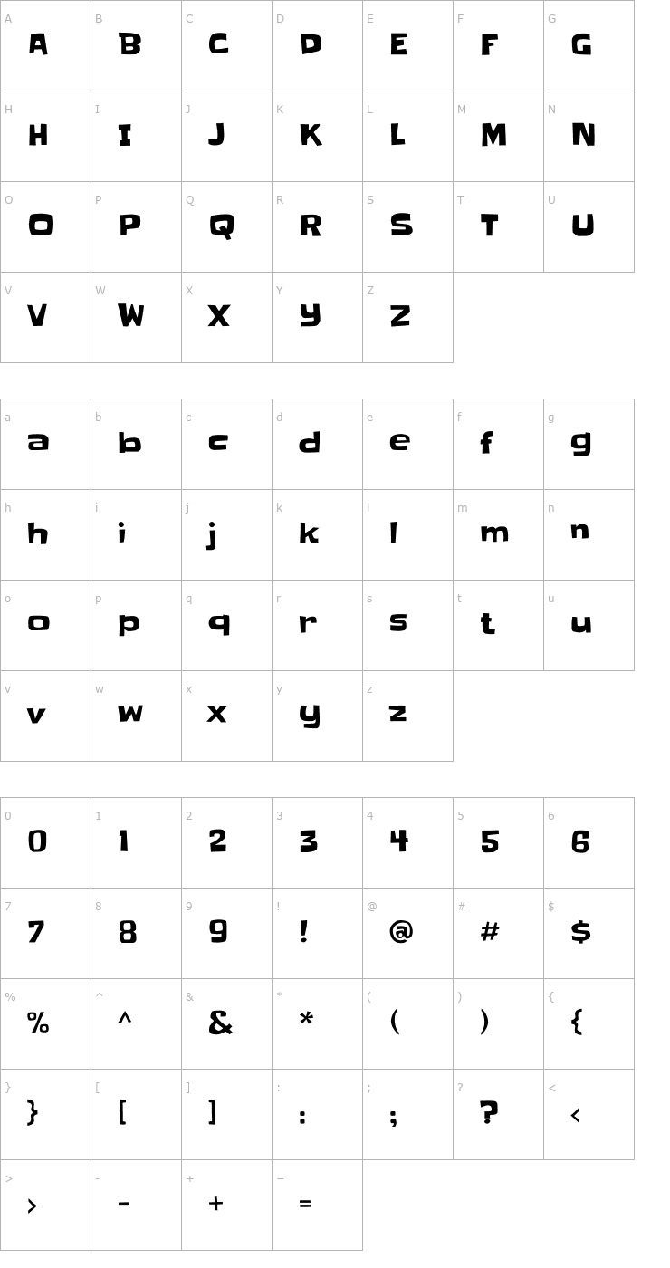 Character Map Slackey Font