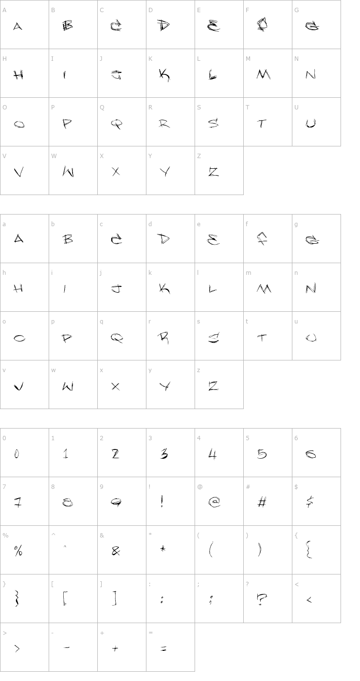 Character Map Slammer tag Font