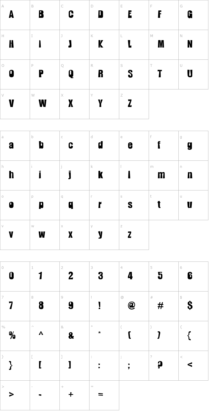 Character Map Slamming Font