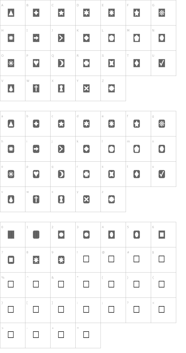 Character Map Slats n Things 2 Font