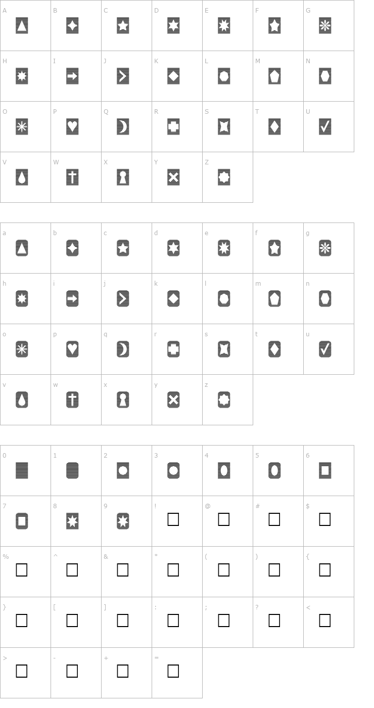 Character Map Slats n Things Font