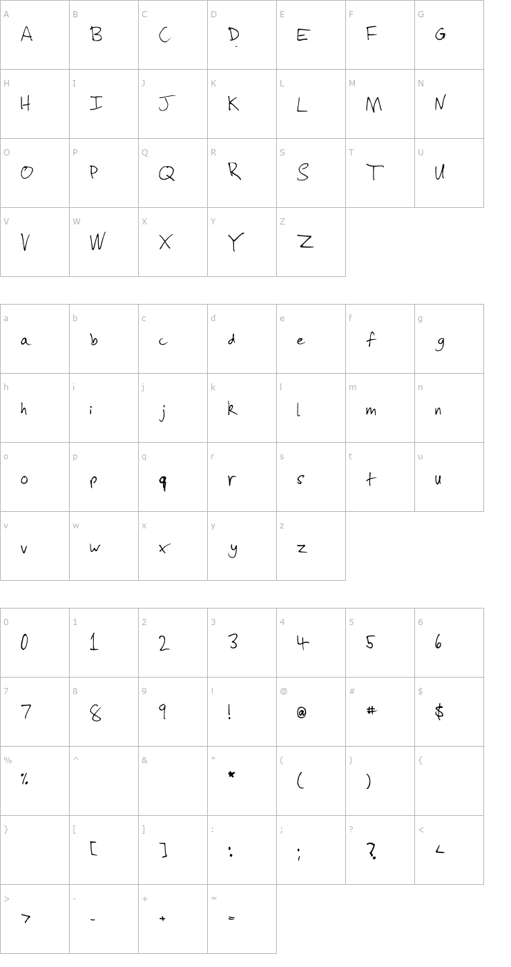 Character Map Slevdog 2 Font