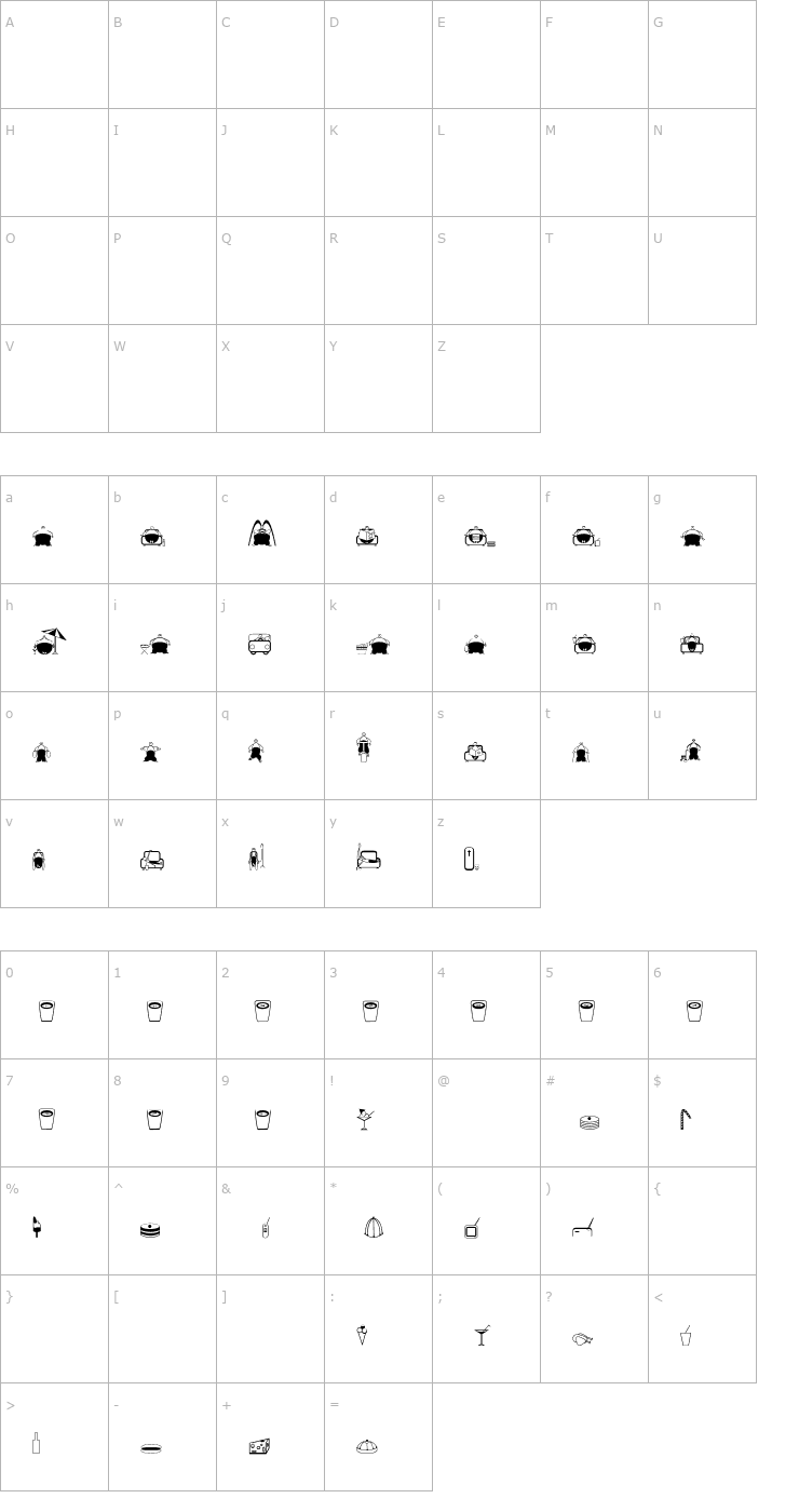 Character Map Slim fast Font