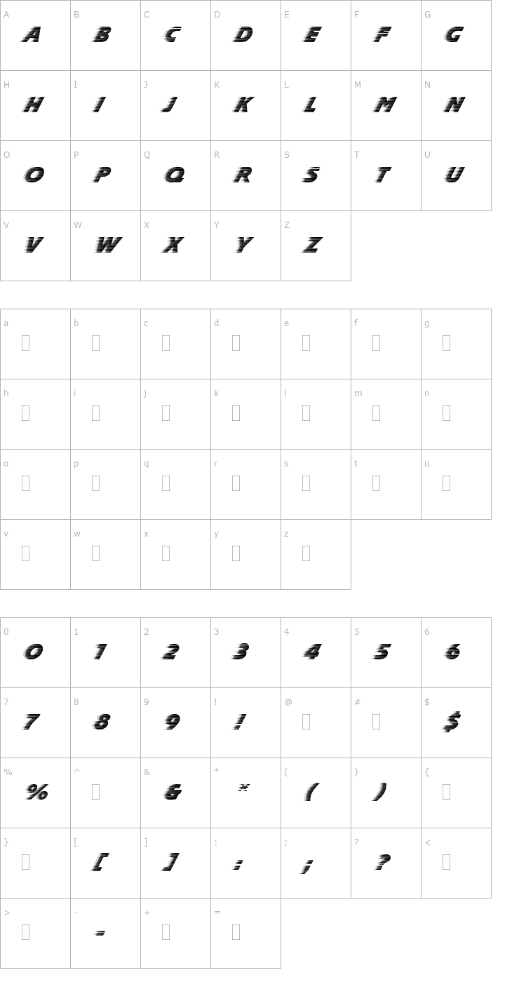 Character Map SlipstreamPlain Font