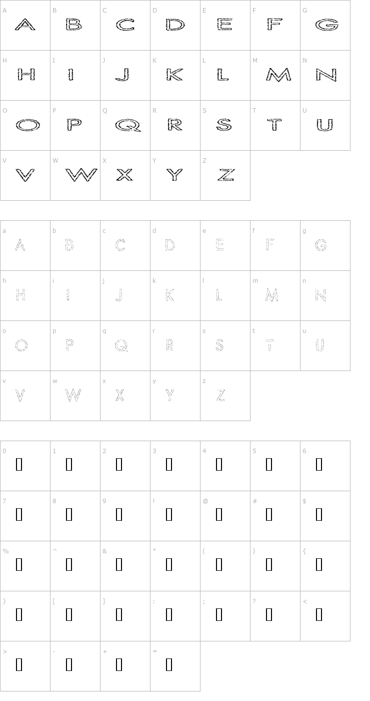 Character Map Slur Crumb Font