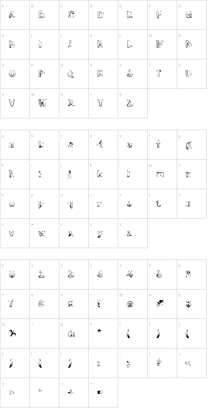 Character Map Smoke Disturbed Font