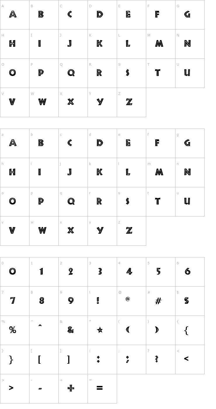 Character Map SnakeRiver-Regular Font