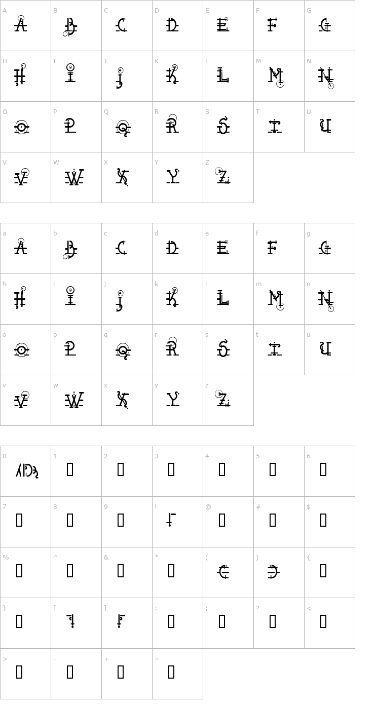 Character Map Snipple Font