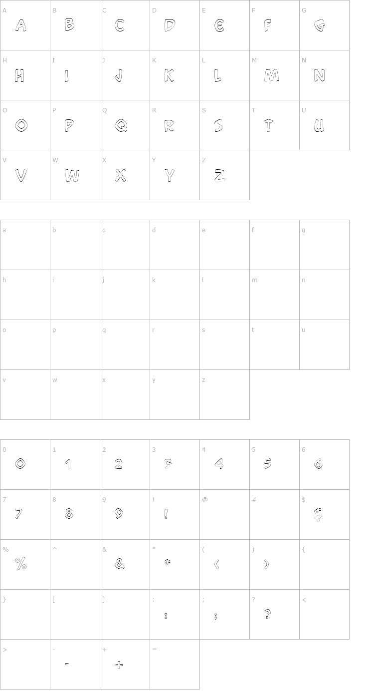 Character Map Snootchie Bootchies Outline Font