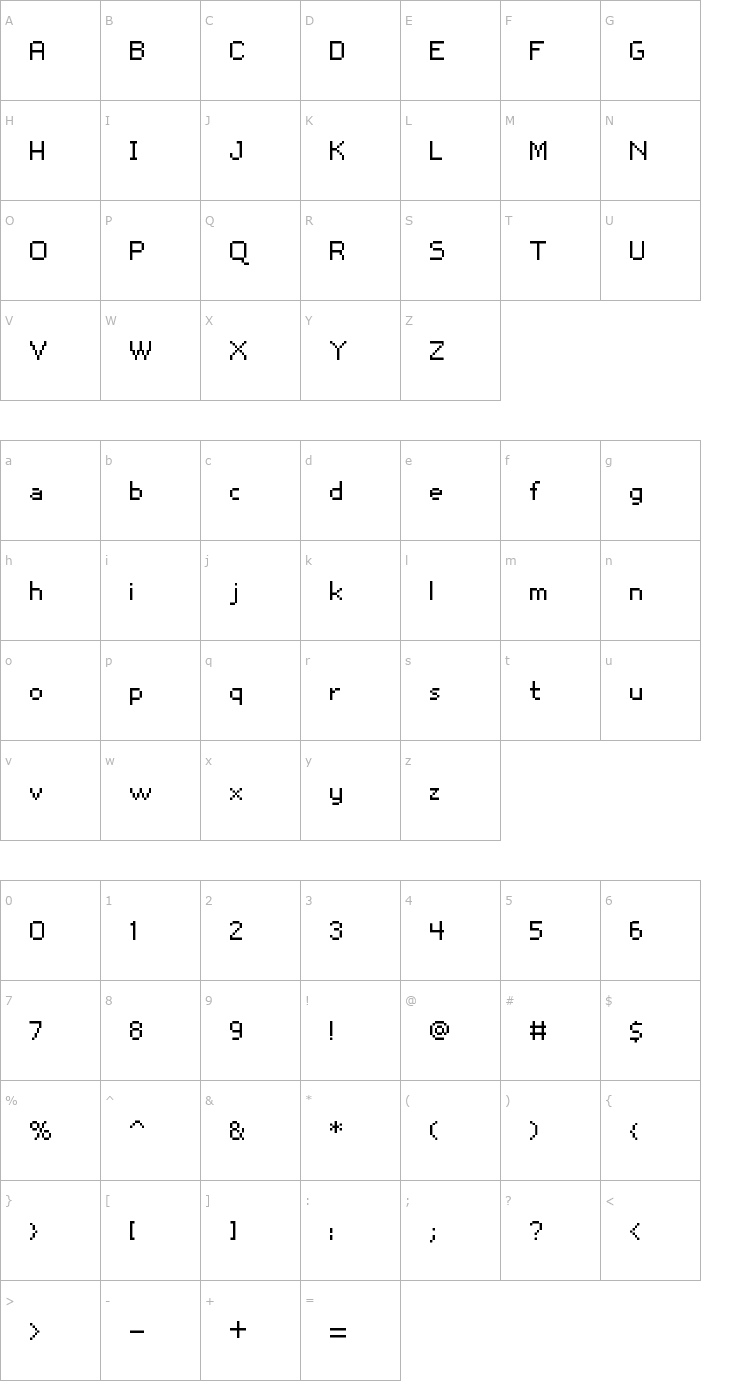 Character Map Snoot.org px10 Font