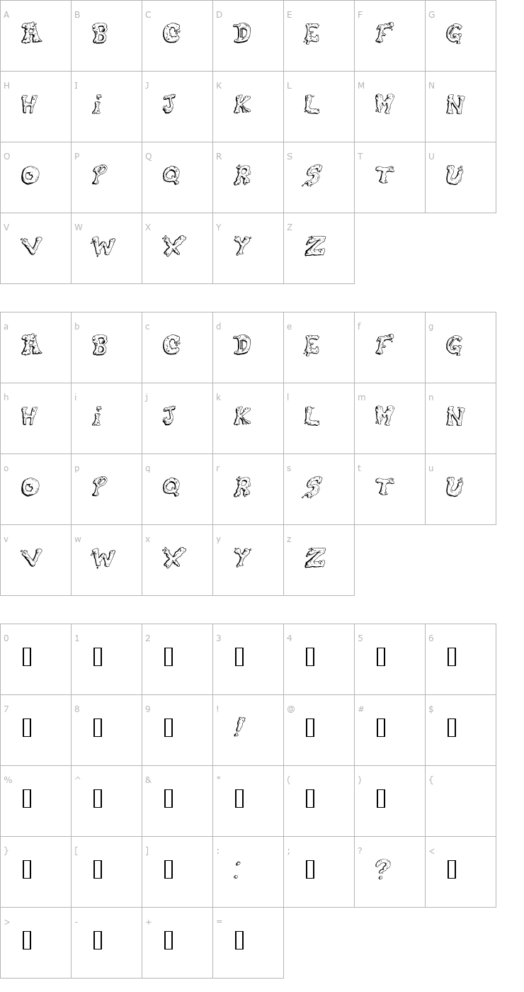 Character Map Snot Font