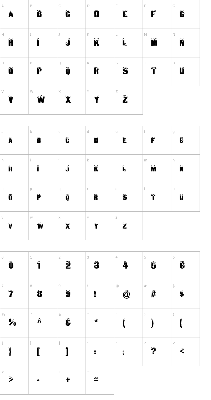 Character Map Snow Caps Normal Font