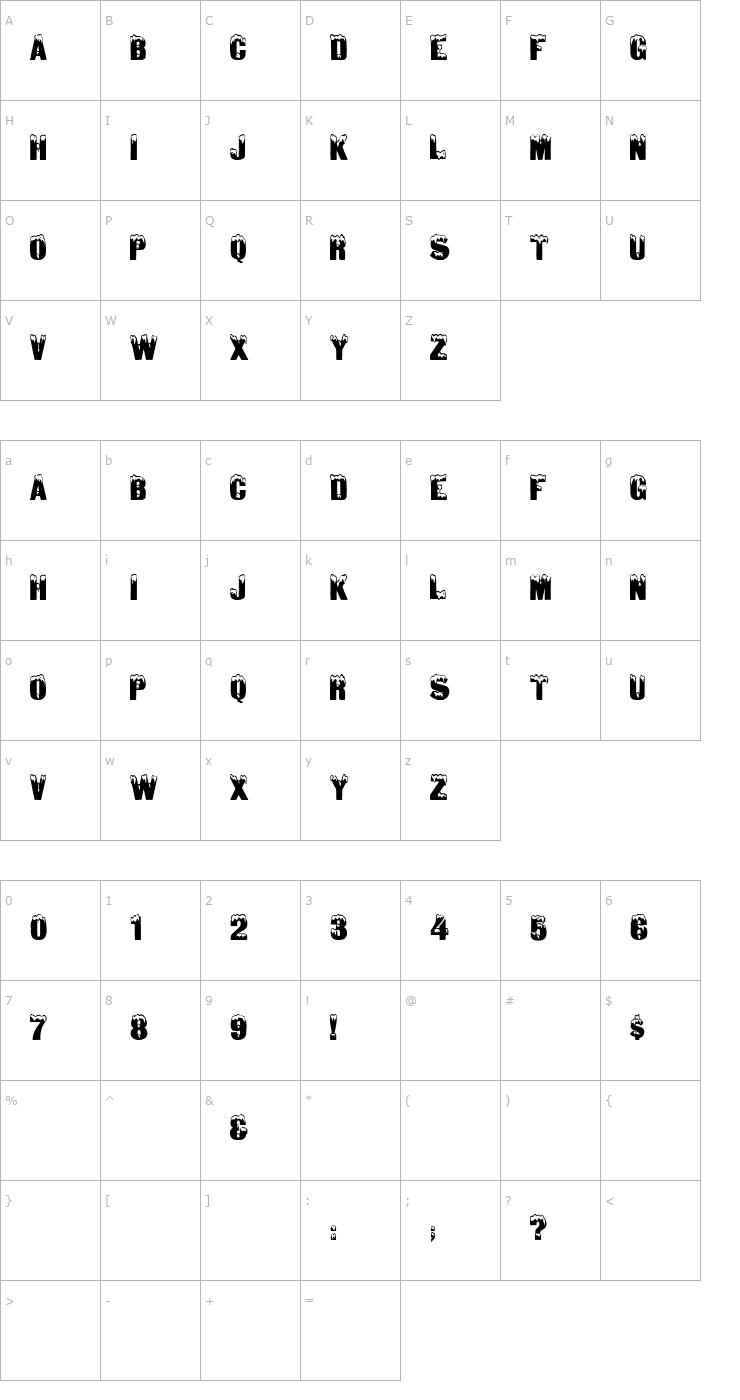 Character Map SnowCaps Font