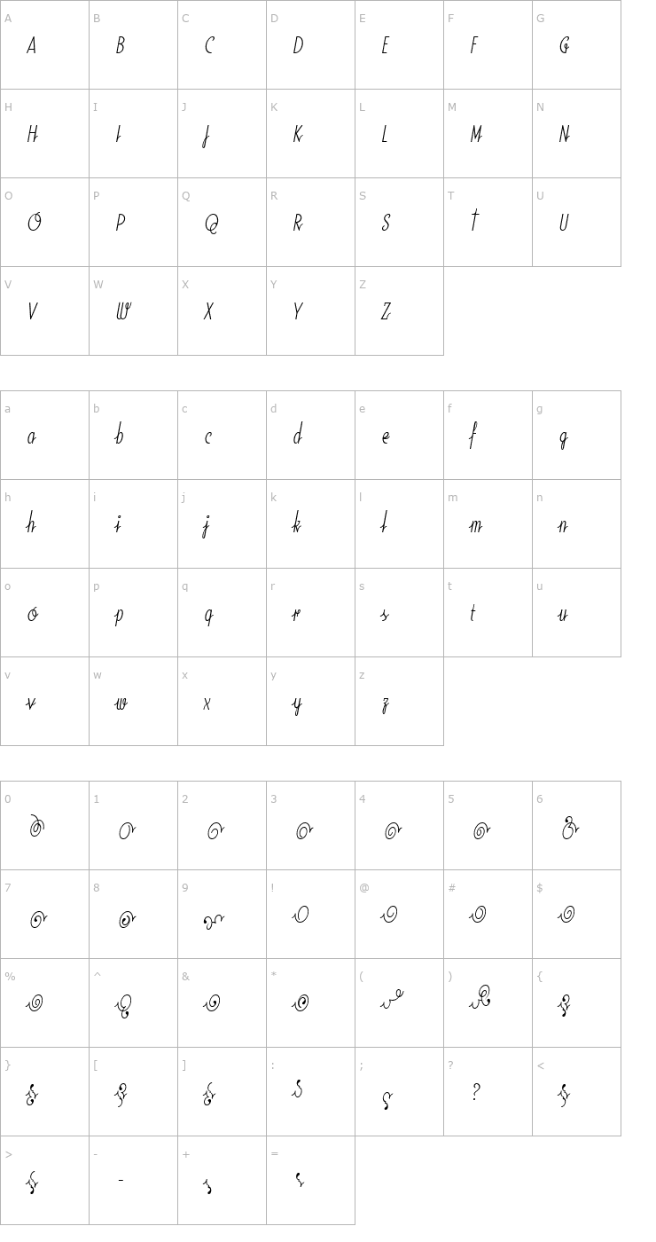 Character Map SodaScriptLightExtras Regular Font