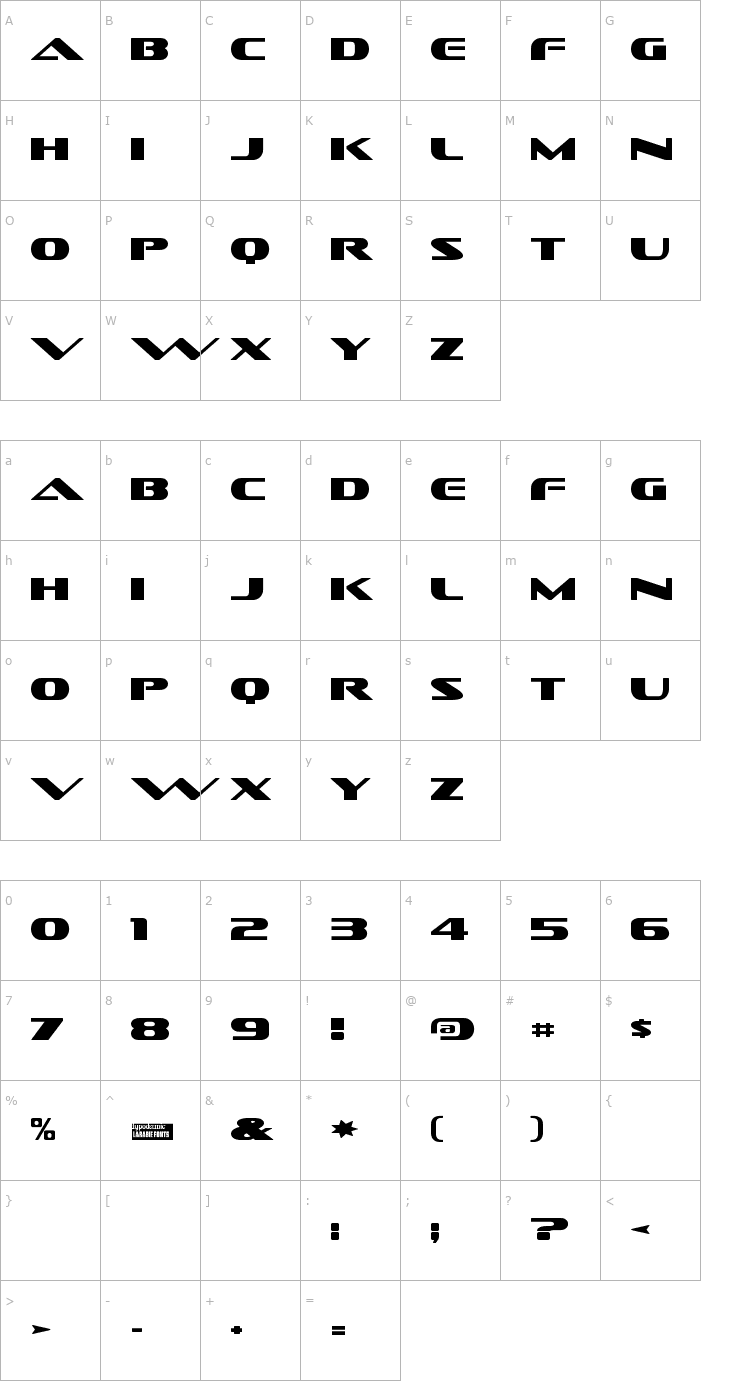 Character Map Sofachrome Font