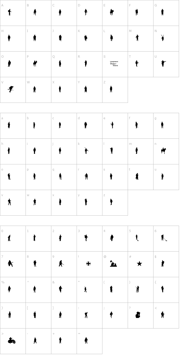 Character Map Soldier WW2 Font