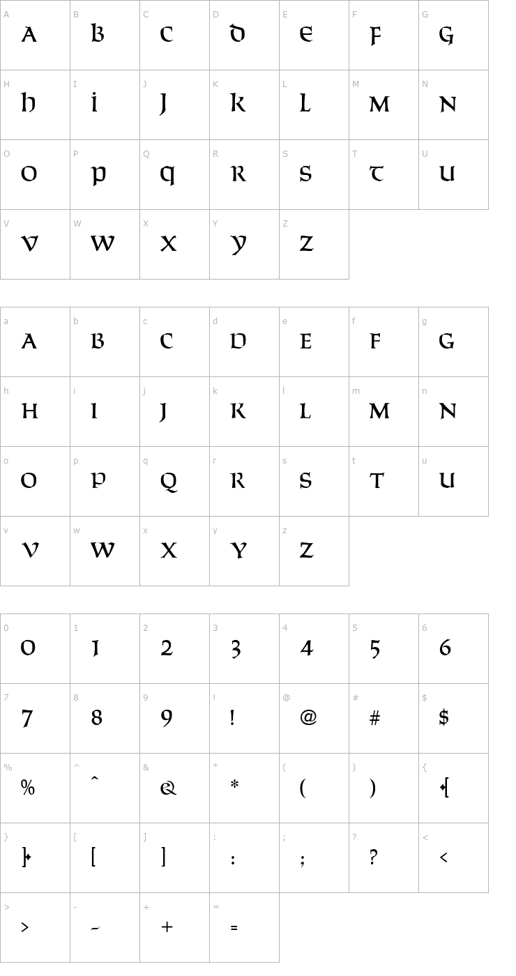 Character Map Solemnis Font