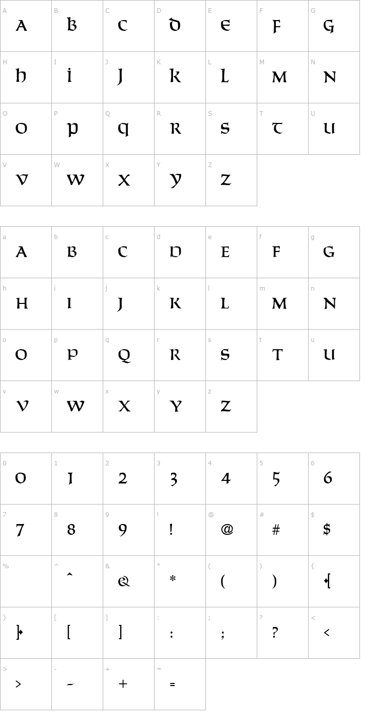 Character Map Solemnis-Regular Font