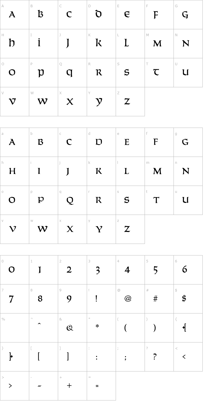 Character Map Solemnis-Regular OTF Font