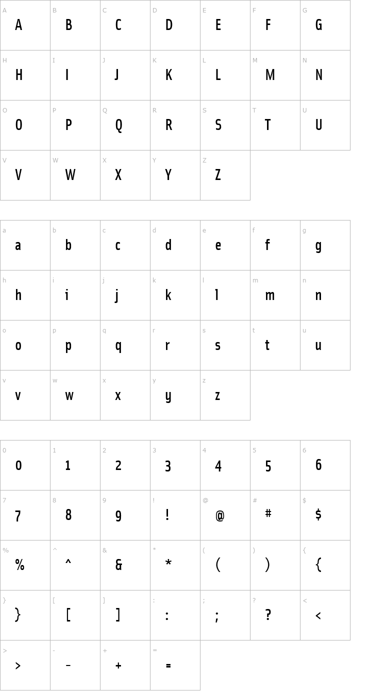 Character Map SolexMedium Font