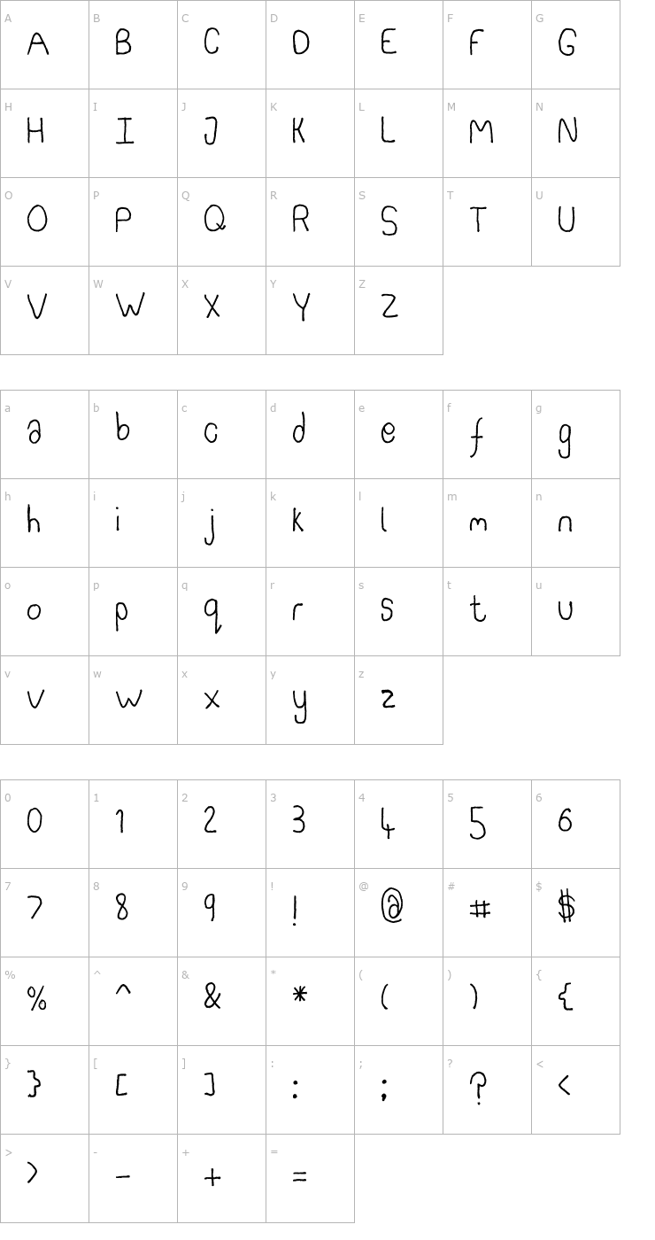 Character Map Somebercum Sans Serif Font