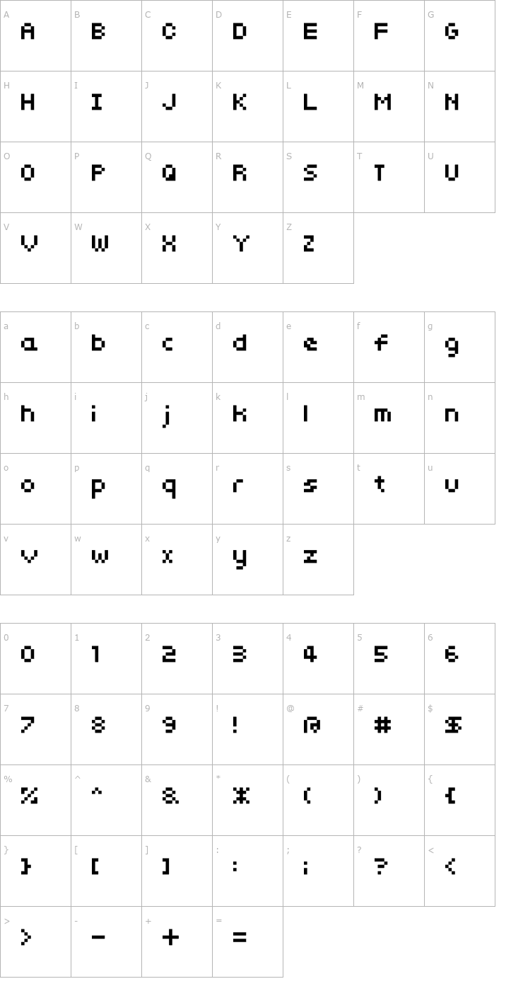 Character Map somybmp01_7 Font