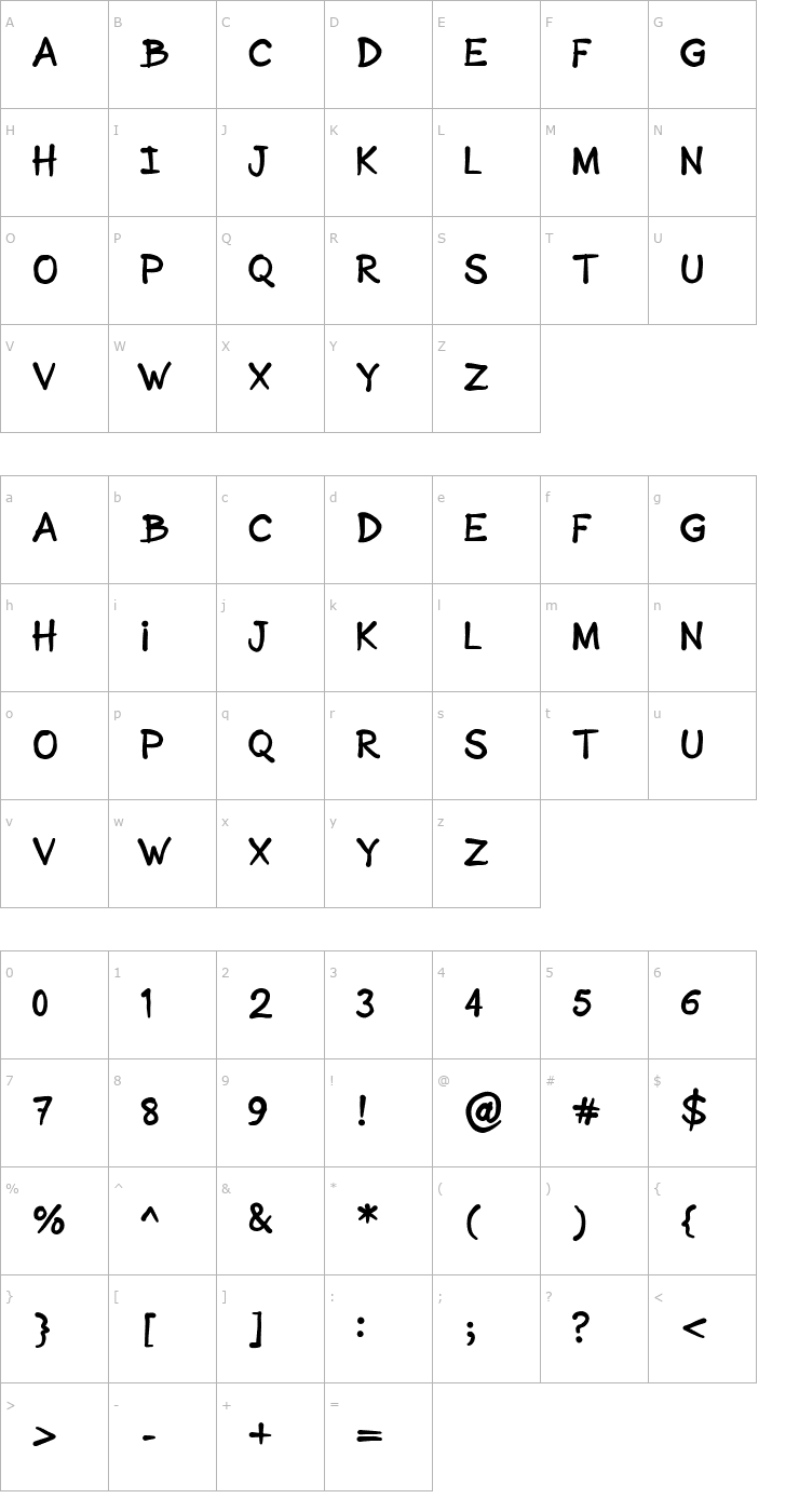 Character Map Sonic Comics Font