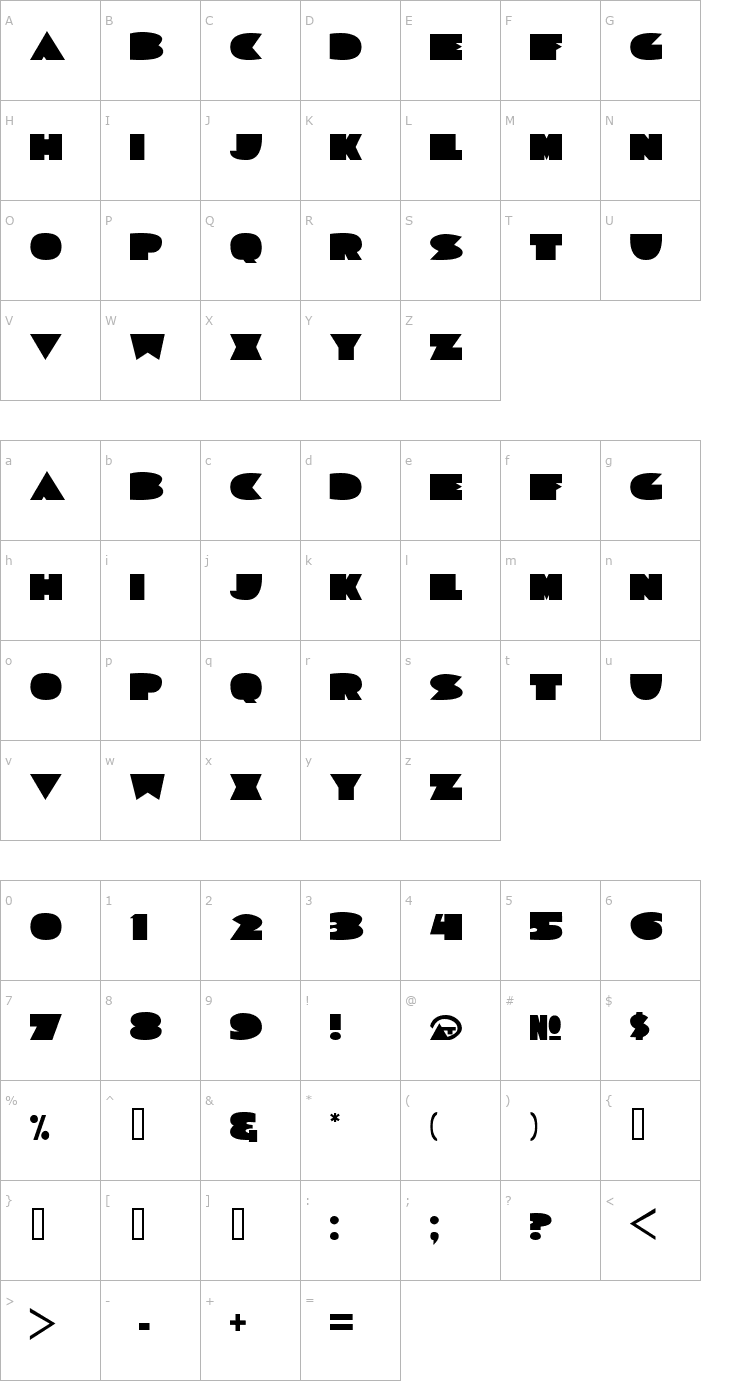 Character Map Sorta Deco JL Font