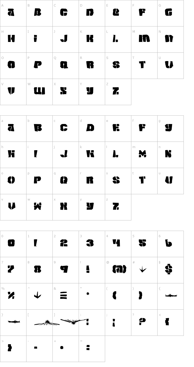 Character Map Space Junker Font