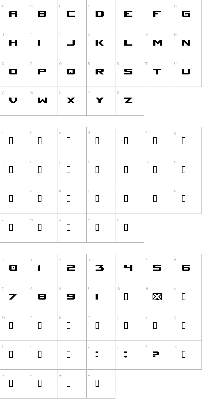 Character Map Space Marine Font