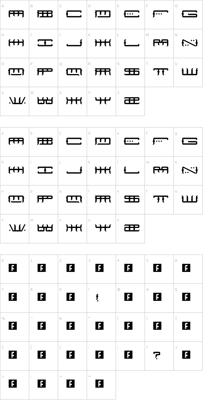 Character Map Space Odin Font