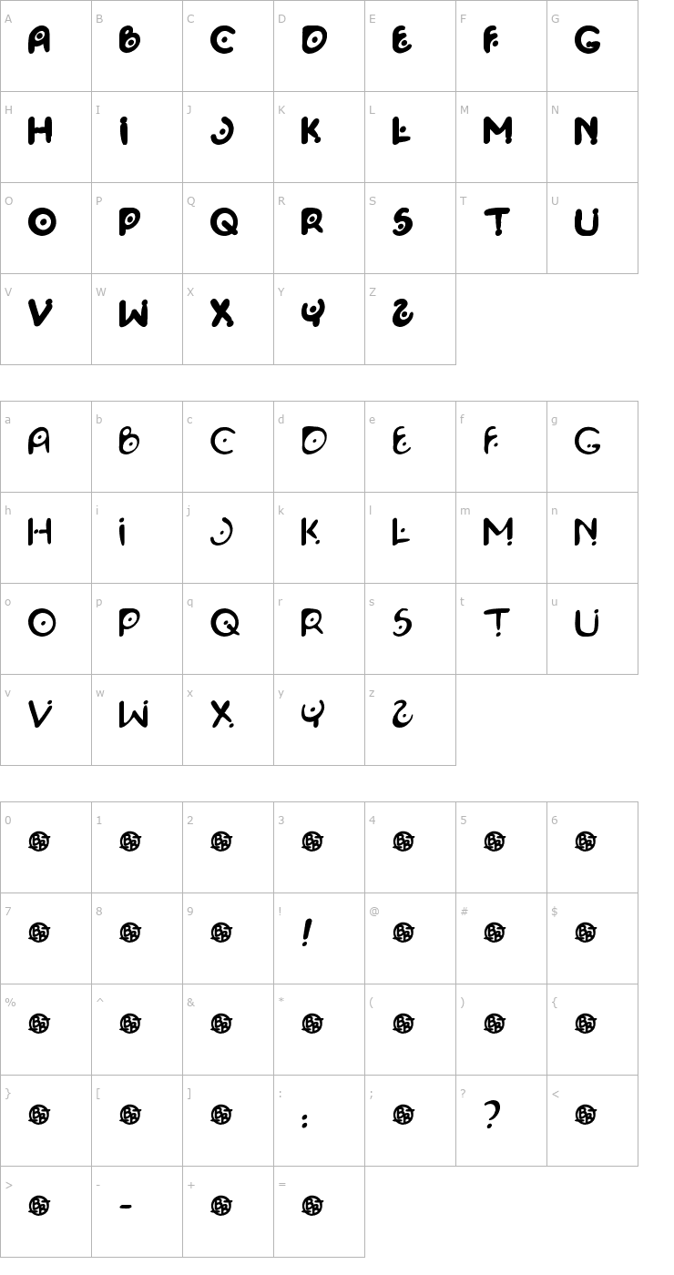 Character Map Space Pontiff Font