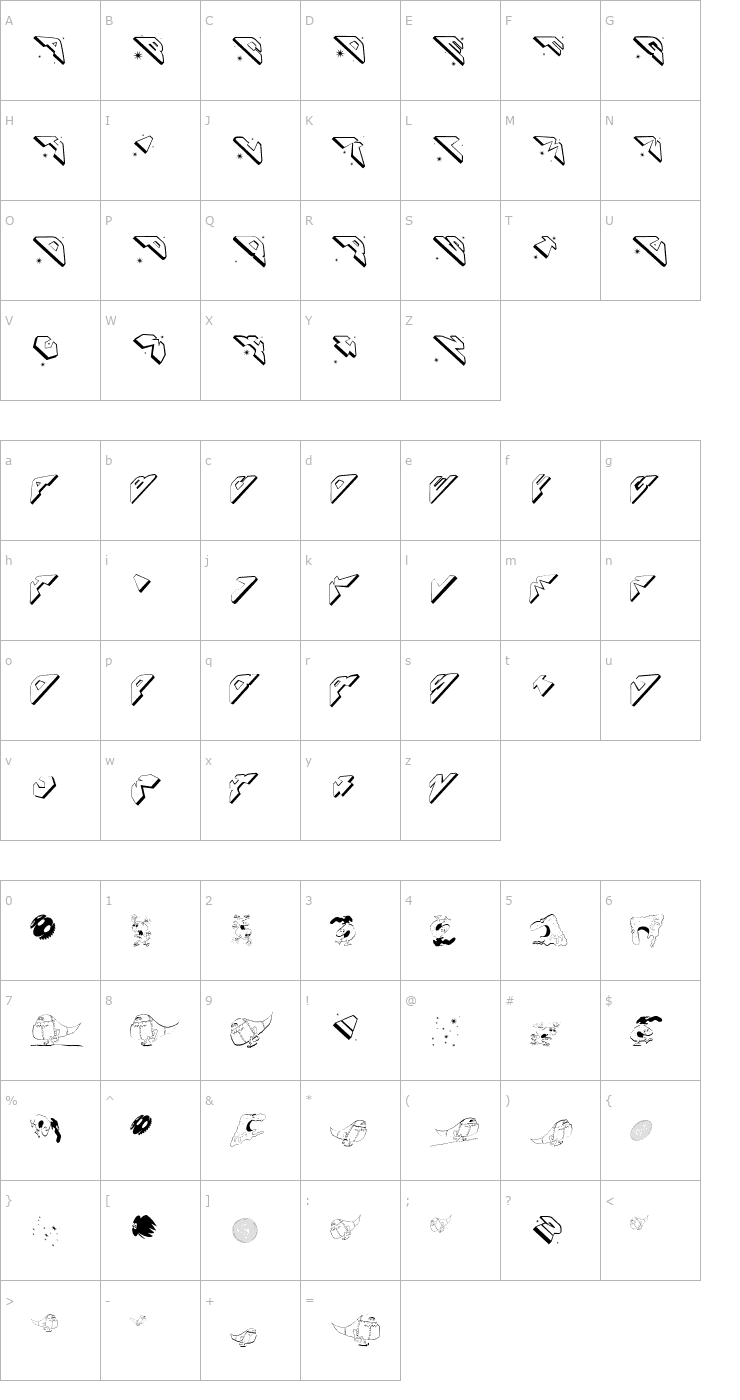 Character Map SpaceAttacks Font