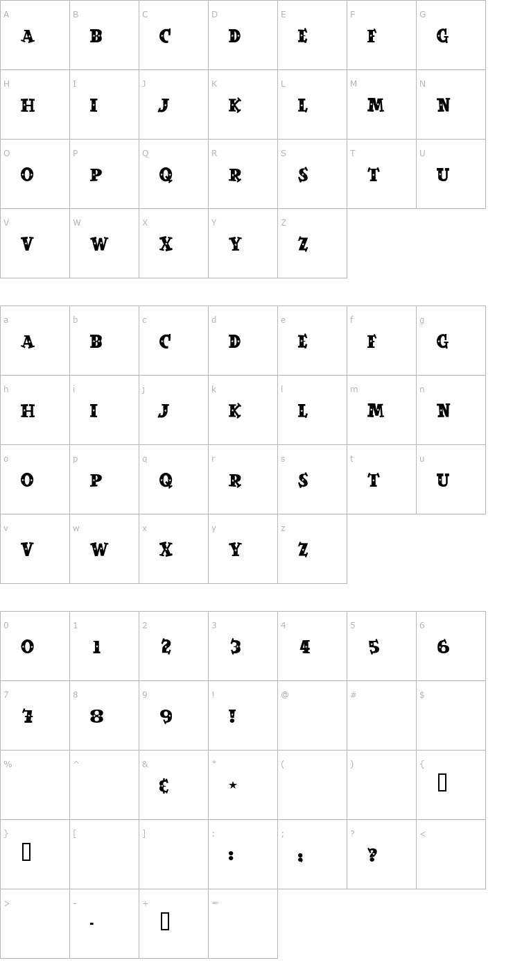 Character Map SpaceOut Font