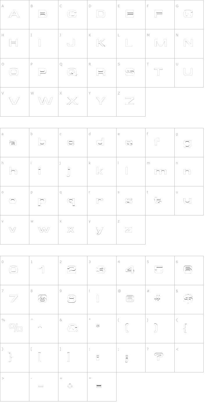 Character Map SpaceOutBoldOutline Font