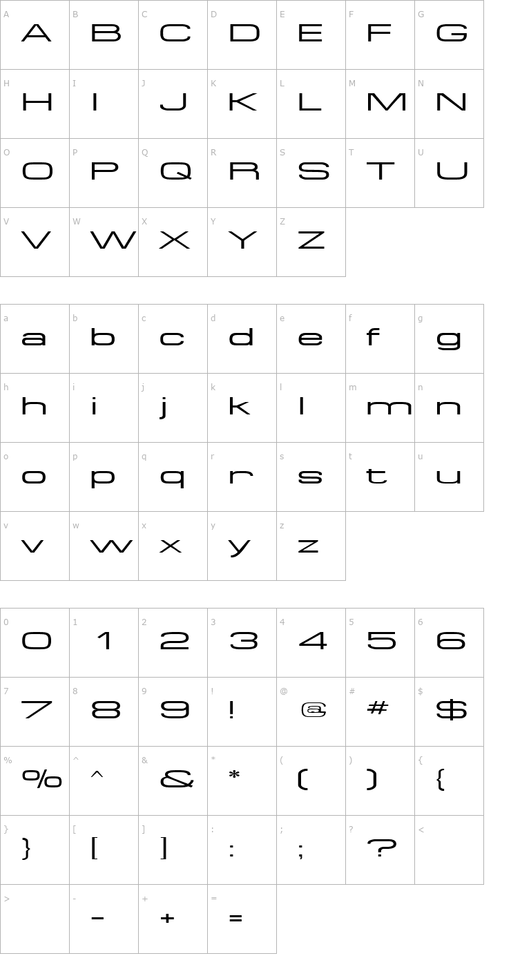 Character Map SpaceOutExtended Font