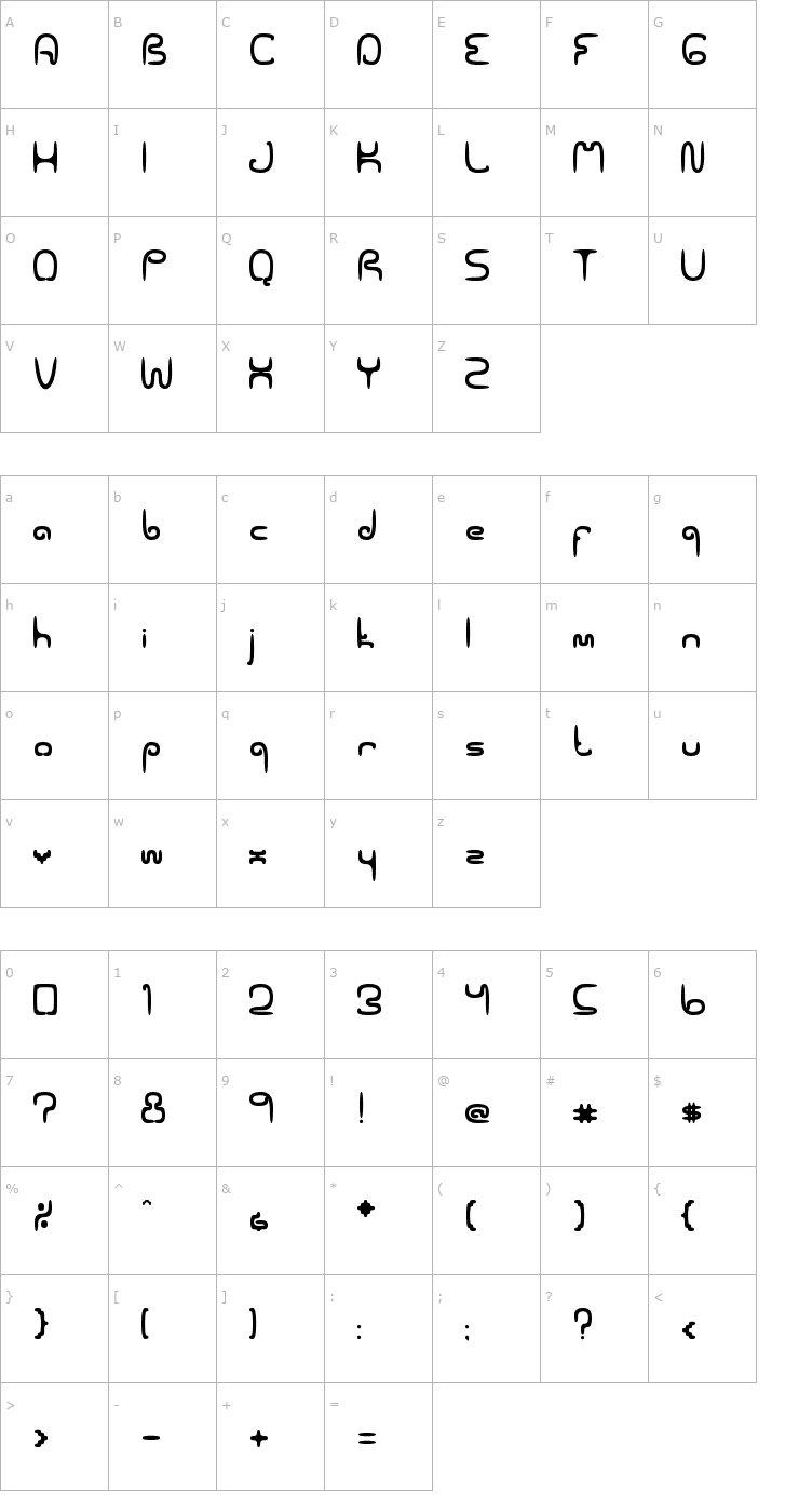 Character Map Spaceworm 02 Font