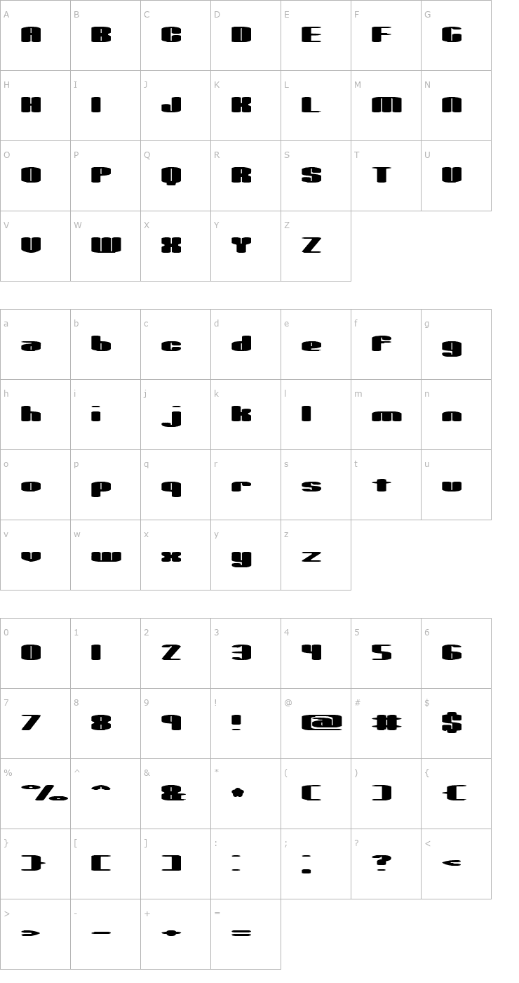 Character Map Spacious -BRK- Font