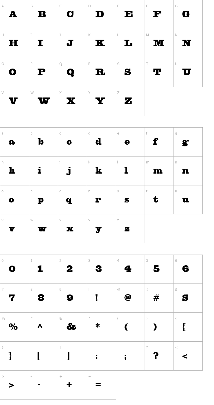 Character Map SpaghettiWesternWBW Font