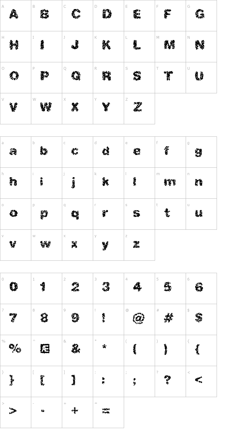 Character Map Spastic (BRK) Font