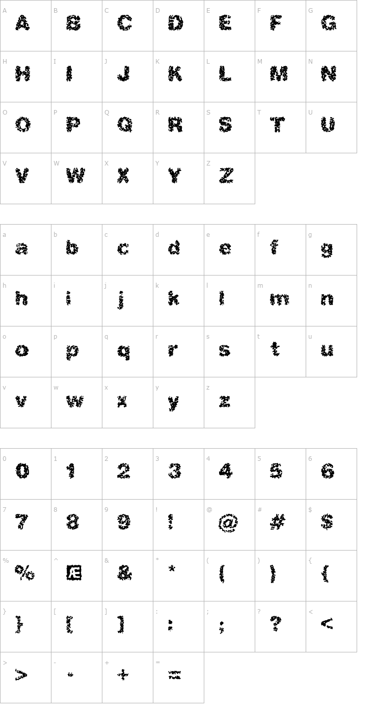 Character Map Spastic BRK Font