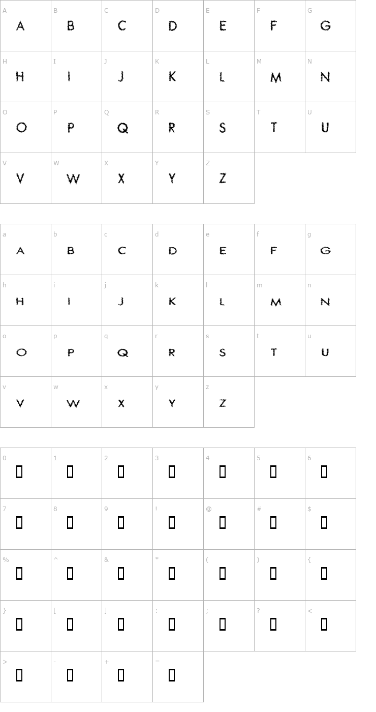 Character Map Spat Crumb Font