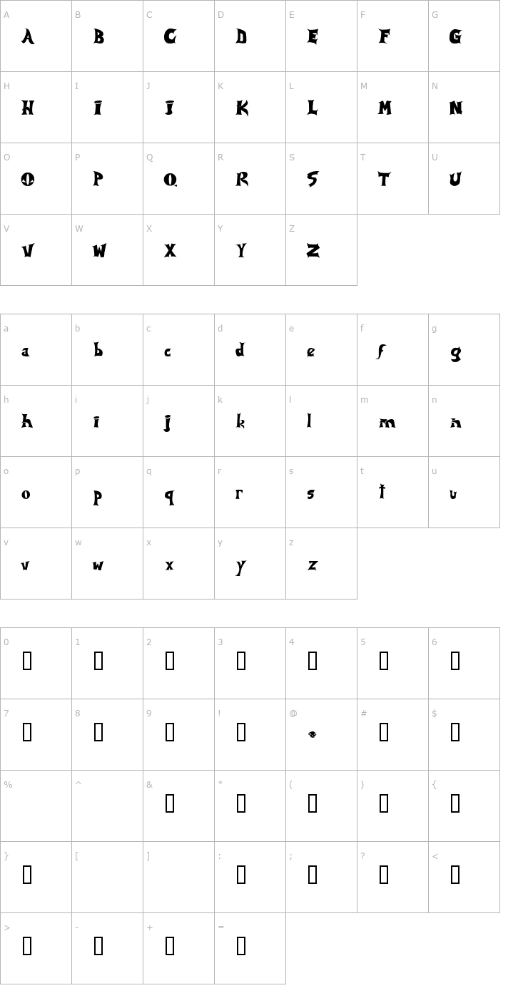 Character Map Spawn Font