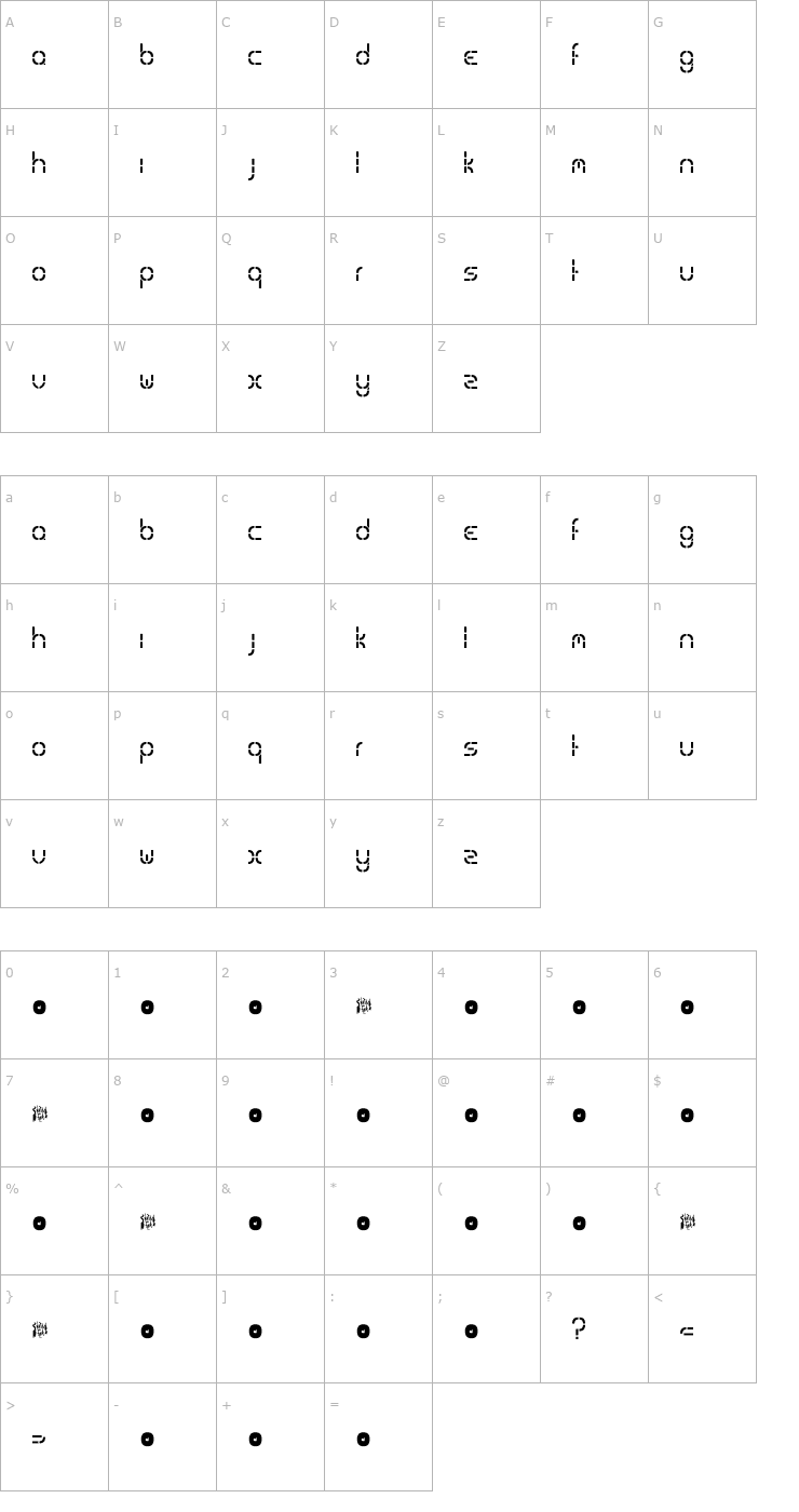 Character Map special k. Font