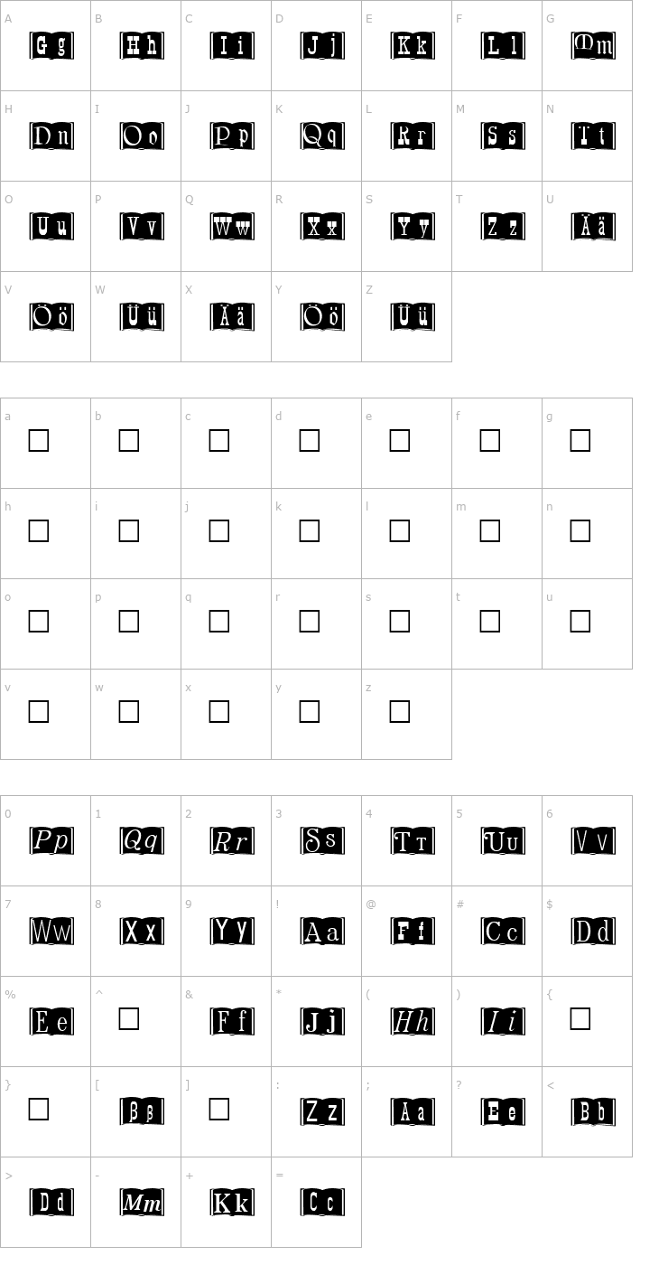 Character Map SpecimenBook.fog Font