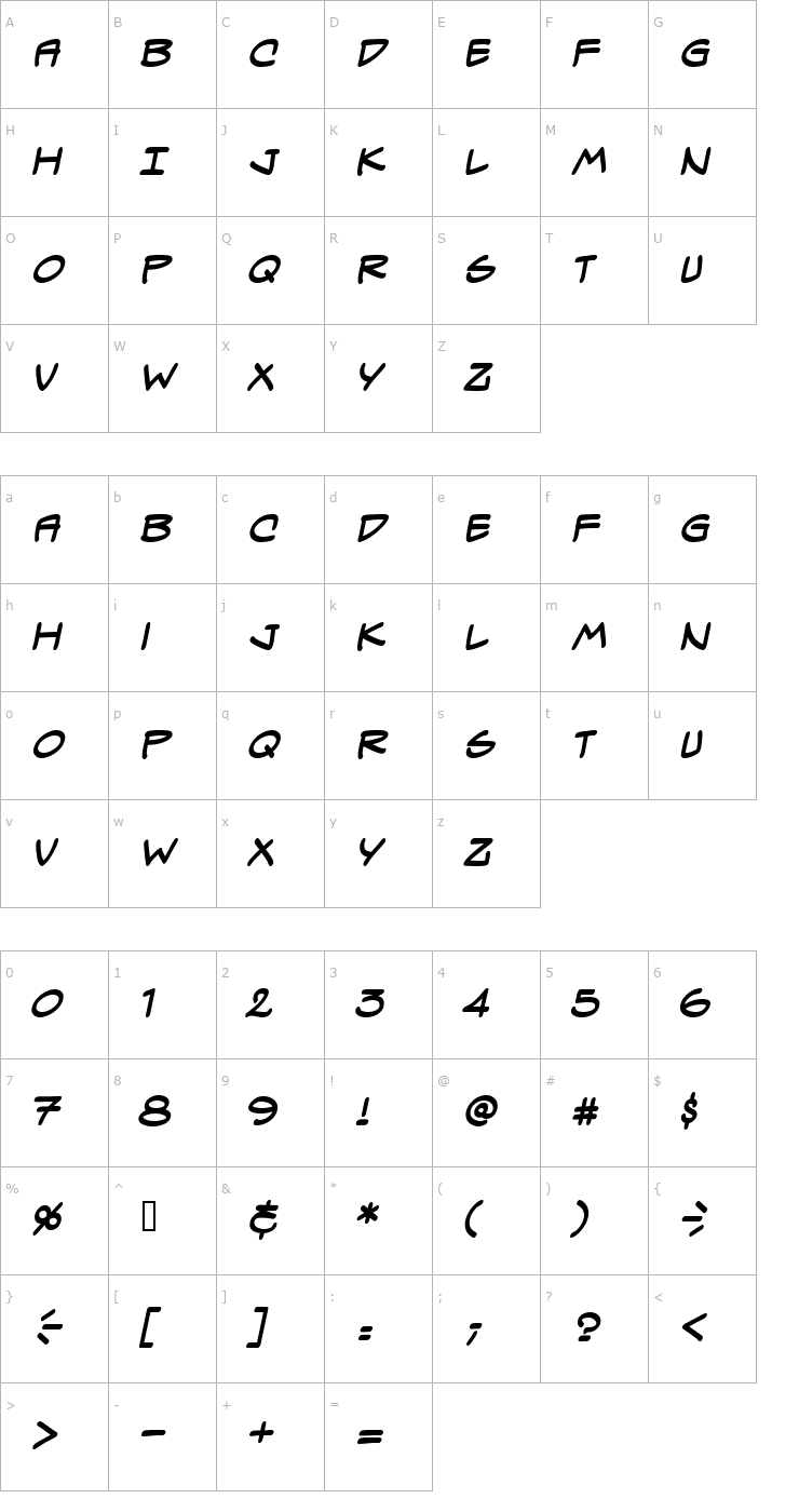 Character Map Spectre Verde BB Bold Font