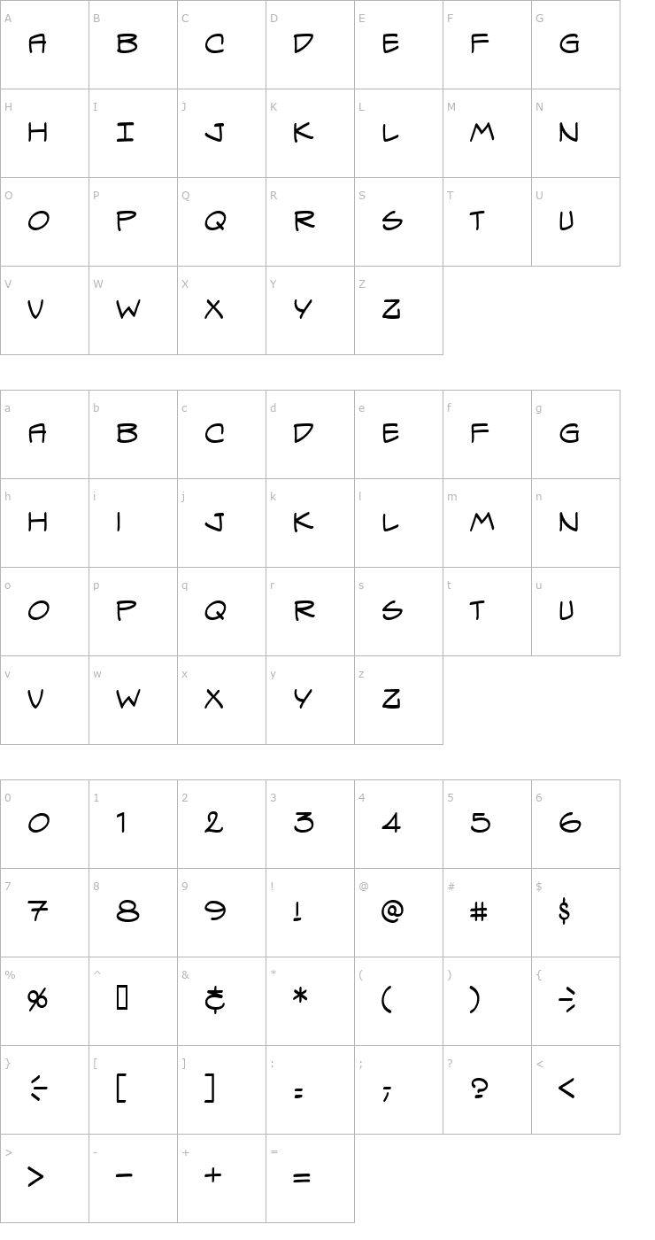 Character Map Spectre Verde BB Font