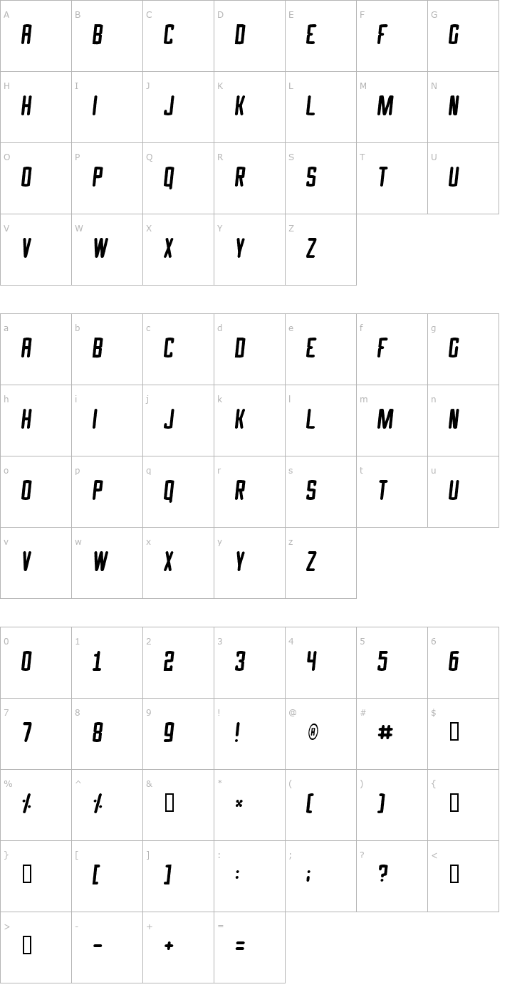 Character Map Speed Crazy Font