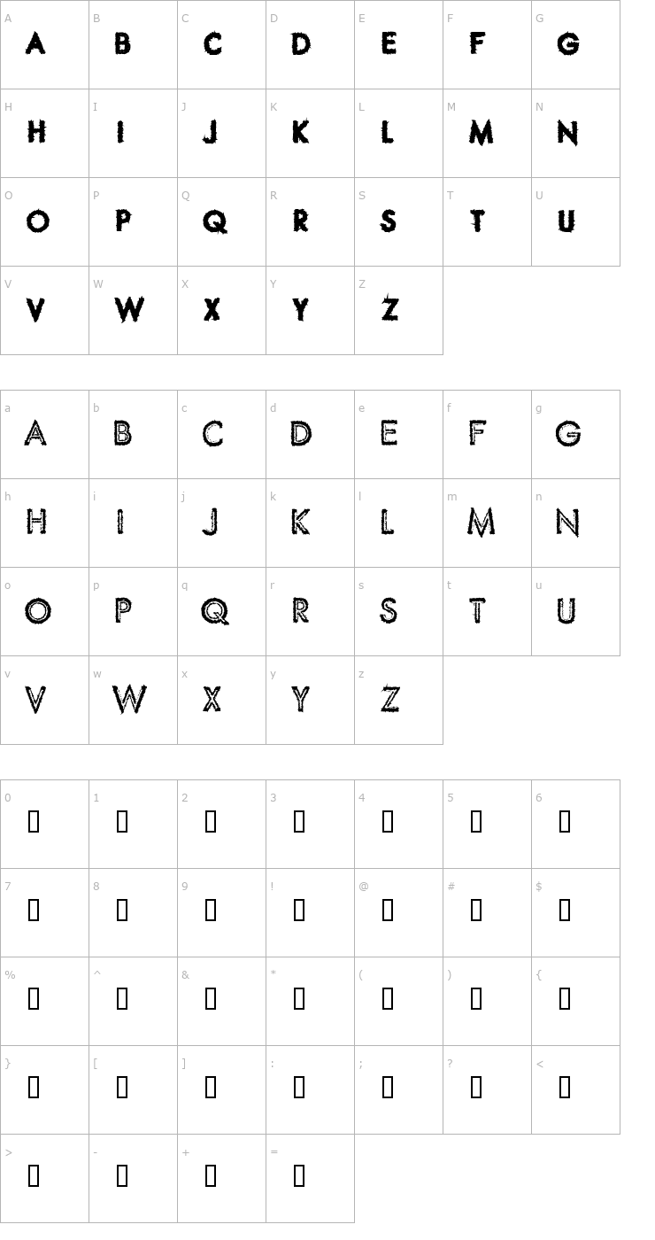 Character Map Spike Crumb Swollen Font