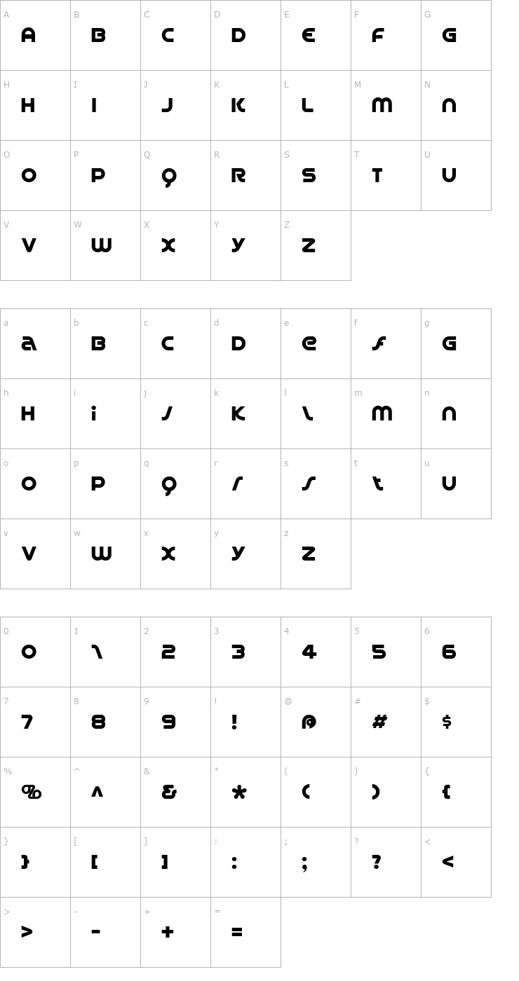 Character Map Spin Cycle Font